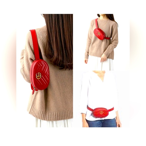 💎GUCCI GG MARMONT Quilted Belt Bag RANK A Size 85-34 Full Inclusion - Picture 3 of 16